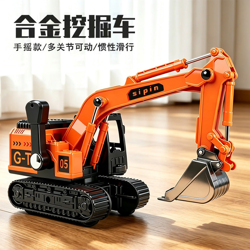 Alloy Inertial Excavator Toy Car Children's Simulation Engineering Vehicle Boy's Movable Joint Pull-Back Model - image 3
