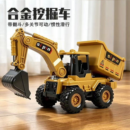 Alloy Inertial Excavator Toy Car Children's Simulation Engineering Vehicle Boy's Movable Joint Pull-Back Model - image 4