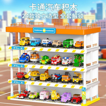 Cute Cartoon Car Model Toy Building Blocks Educational Assembly Gift for Children Boys Cross-Border Wholesale - image 3