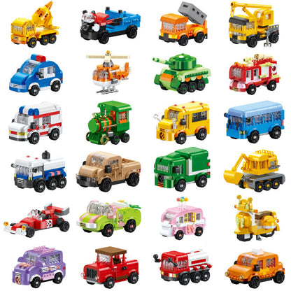 Cute Cartoon Car Model Toy Building Blocks Educational Assembly Gift for Children Boys Cross-Border Wholesale - image 5