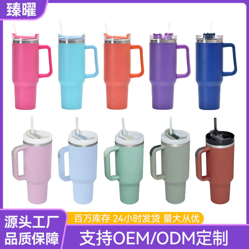 Cross-Border 40oz Second-Generation Large-Capacity Ice Cup 304 Stainless Steel Thermos Cup with Handle, Portable Car Cup - image 1