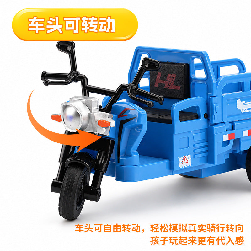 Children's Simulation Motorcycle Pull-Back Tricycle, Three-Wheeled Delivery Vehicle, Children's Car Model, Small Toy Gift Wholesale - image 4