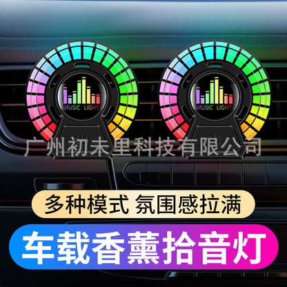 New Car Atmosphere Light with Aromatherapy, 3D Rhythm Sound-Controlled Pickup Light, Car Air Vent Colorful Music Ambient Light - image 1