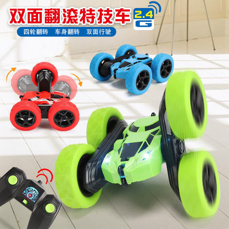 Cross-Border Double-Sided Flip Stunt Car, 360-Degree Rotating Roll-Over Car, Cool Lighting, Children's Remote Control Car Toy Wholesale - image 1