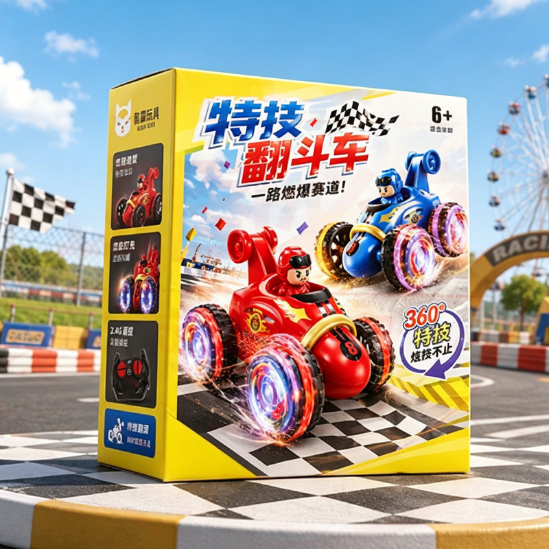 Remote Control Stunt Tipper Truck 360 ° Rolling light and music children's toy car, remote control car for boys, wholesale from manufacturer - image 2