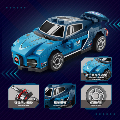Assembled building block toy sports car, pull-back car model, racing toy for boys, children's educational toy, birthday gift - image 3