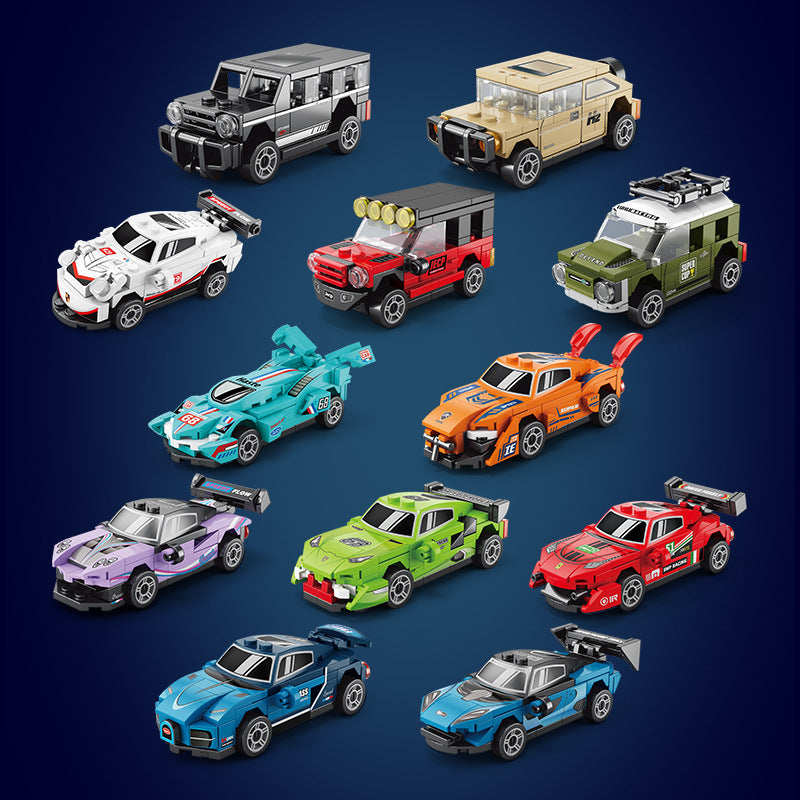 Assembled building block toy sports car, pull-back car model, racing toy for boys, children's educational toy, birthday gift - image 4