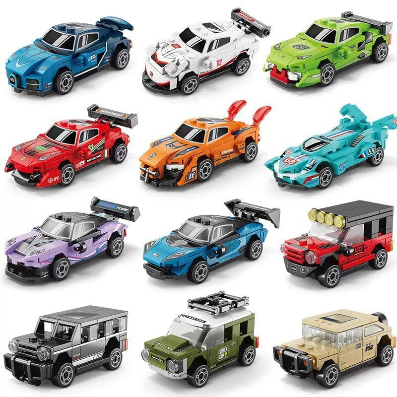 Assembled building block toy sports car, pull-back car model, racing toy for boys, children's educational toy, birthday gift - image 5