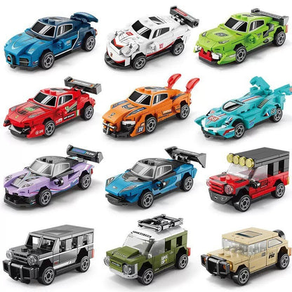 Assembled building block toy sports car, pull-back car model, racing toy for boys, children's educational toy, birthday gift - image 5