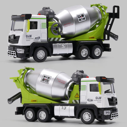 Large Alloy Mixer Truck Toy Car Children's Cement Concrete Tanker Crane Excavator Transporter Model - image 1