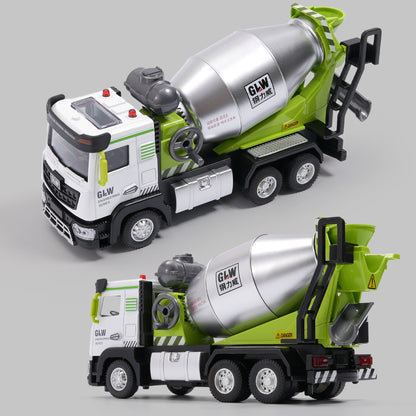 Large Alloy Mixer Truck Toy Car Children's Cement Concrete Tanker Crane Excavator Transporter Model - image 2