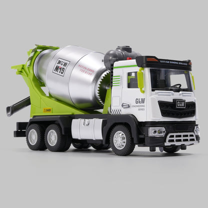 Large Alloy Mixer Truck Toy Car Children's Cement Concrete Tanker Crane Excavator Transporter Model - image 4