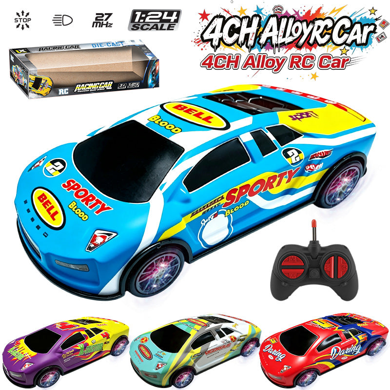 Cross-border four-way drift high-speed racing alloy sports car graffiti tin electric remote control car children's toy car model - image 1