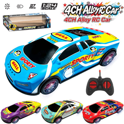 Cross-border four-way drift high-speed racing alloy sports car graffiti tin electric remote control car children's toy car model - image 1