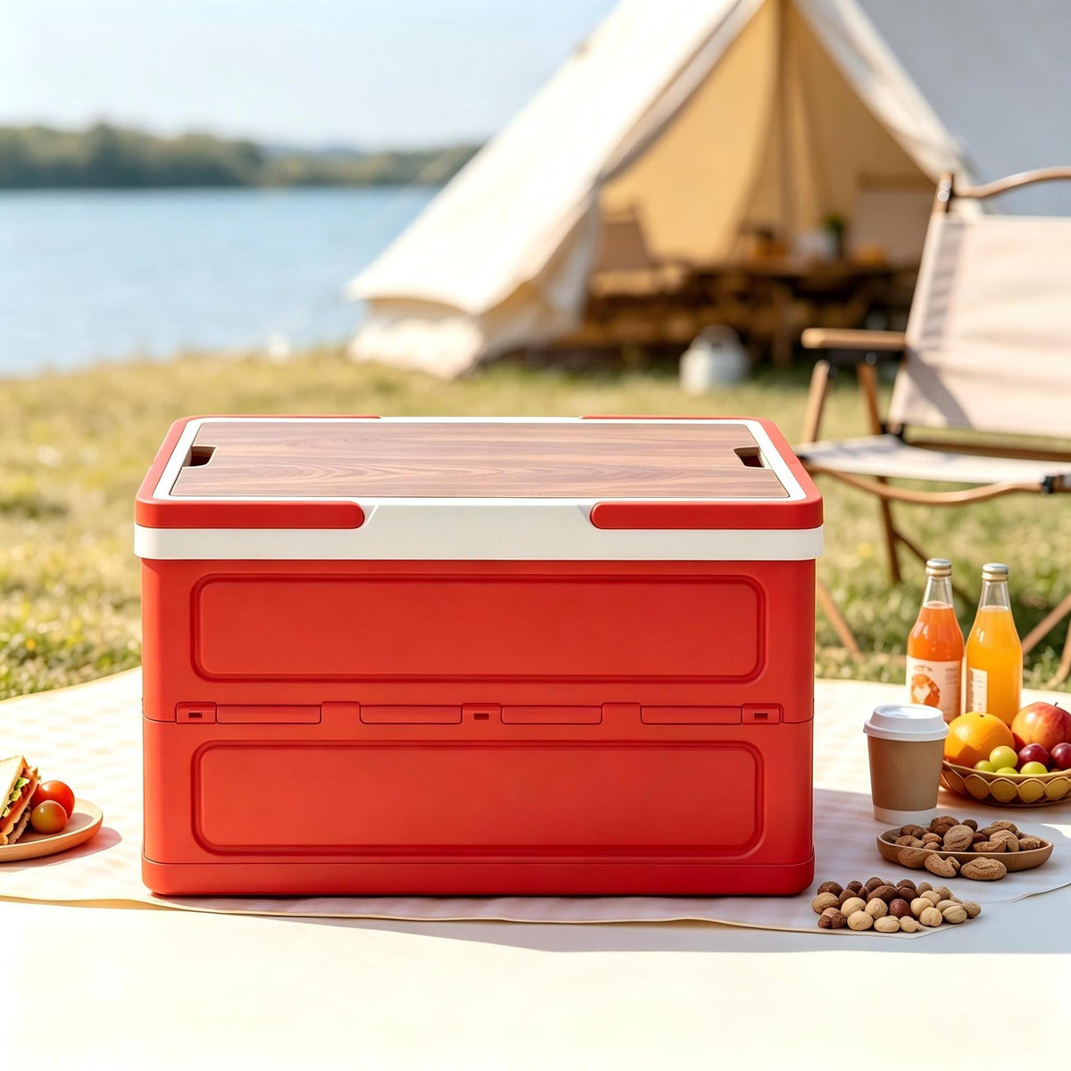 Folding storage box for outdoor camping and picnics, car trunk storage box, portable gift and souvenir box - image 3