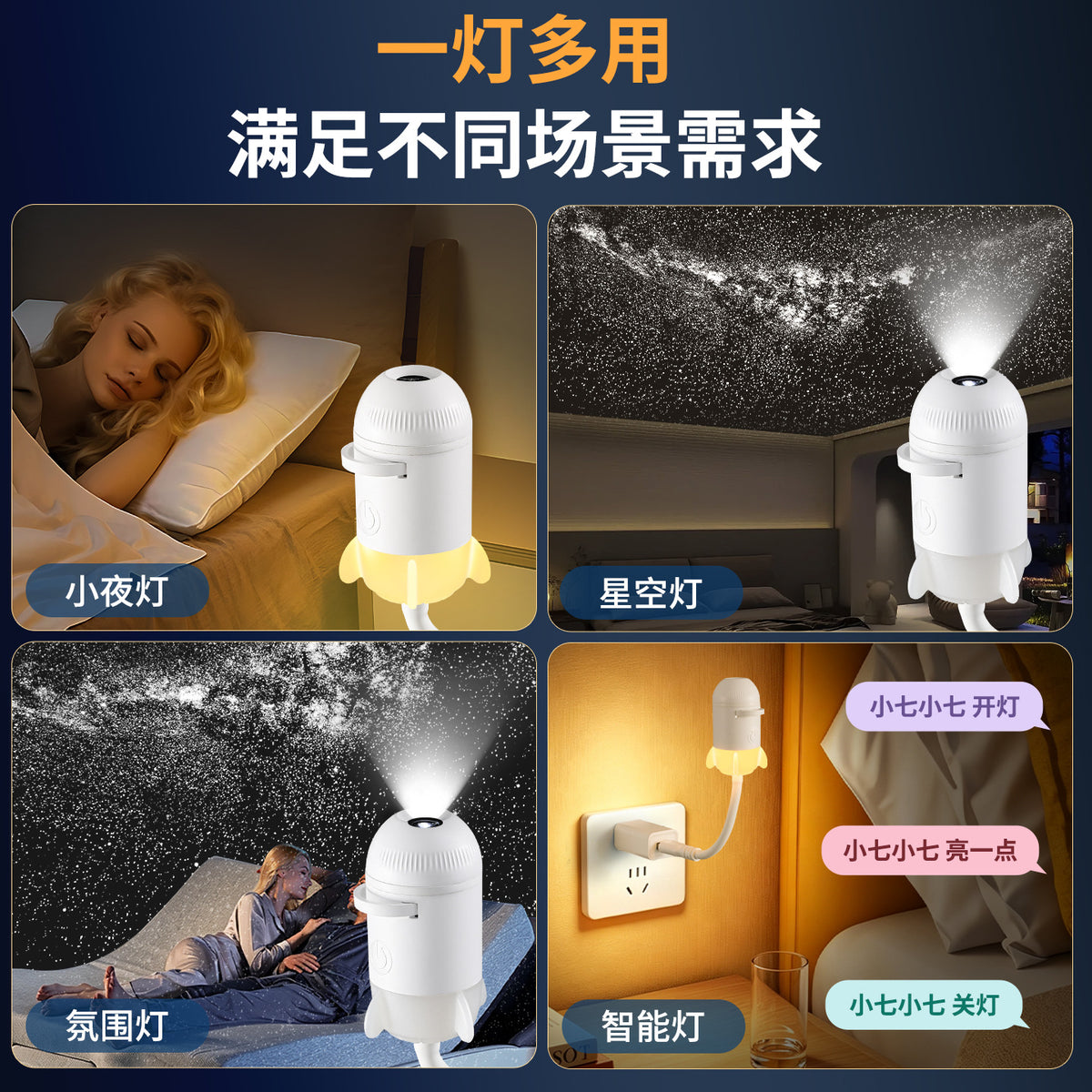 Cross-border bestseller USB starry sky projection lamp, voice-controlled romantic galaxy ambiance creative night light for car interior and bedroom - image 2