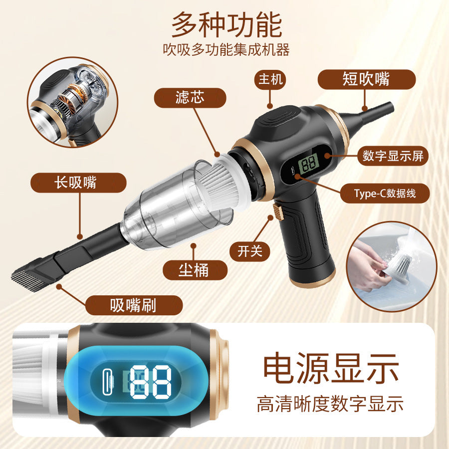 Cross-border car vacuum cleaner, high suction power, dual-use for vacuuming and blowing, handheld 6-in-1 portable wireless powerful vacuum cleaner - image 2