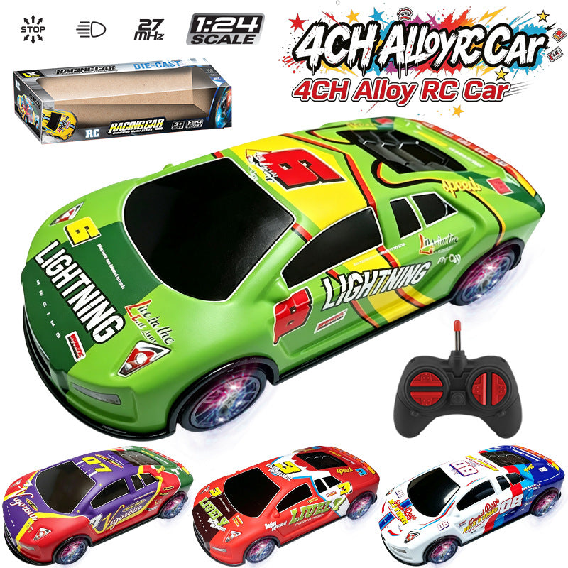 Cross-border four-way drift high-speed racing alloy sports car graffiti tin electric remote control car children's toy car model - image 1
