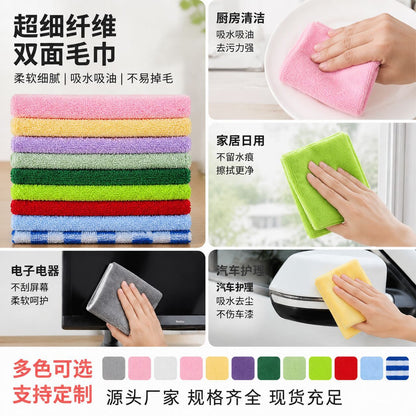Polyester-nylon microfiber double-sided towel fabric, absorbent, warp-knitted, multi-color, in stock, for car wiping, kitchen cleaning cloth, raw material for h - image 3