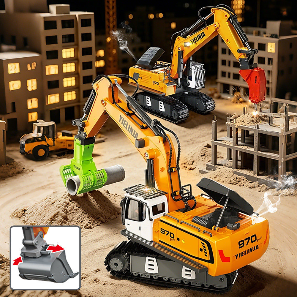 Cross-border wholesale remote control toy for boys, simulated excavator dump truck, 17-channel alloy construction vehicle, children's toy car - image 3