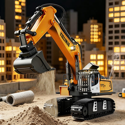 Cross-border wholesale remote control toy for boys, simulated excavator dump truck, 17-channel alloy construction vehicle, children's toy car - image 4