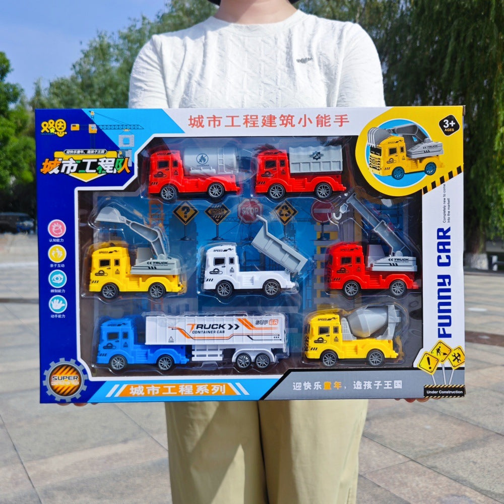 Toy car with inertia and pull-back action, simulated city construction vehicle model, boy's gift car set, children's toy wholesale - image 1