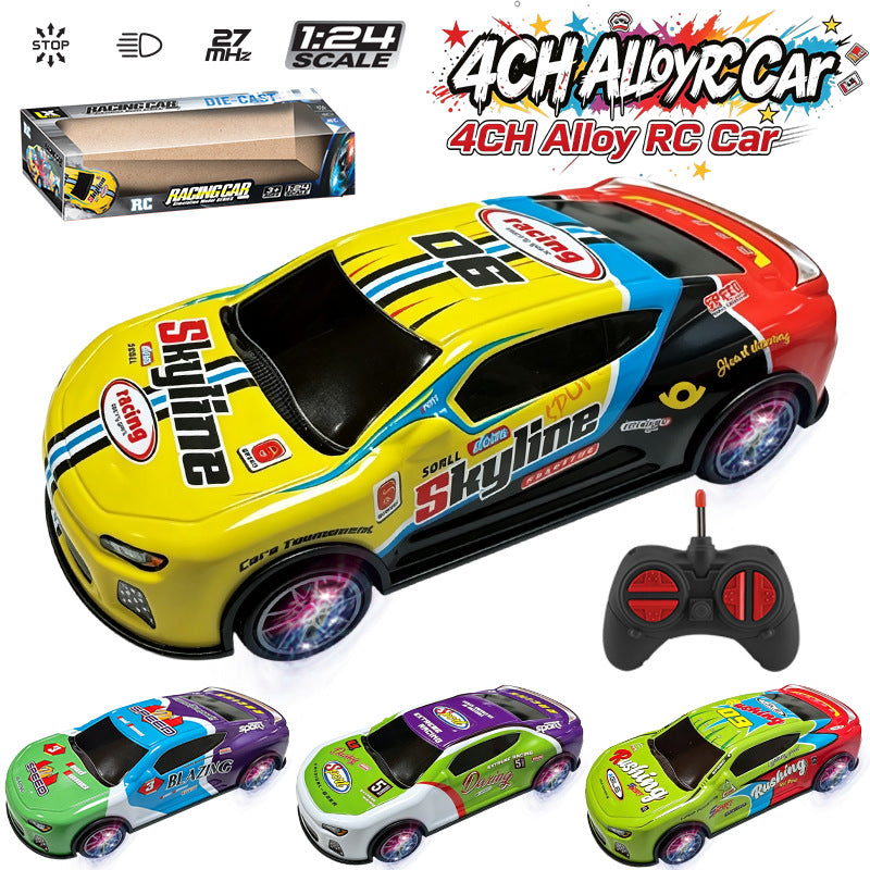 Cross-border four-way drift high-speed rally racing car, alloy graffiti tinplate electric remote control car, children's toy car model - image 1