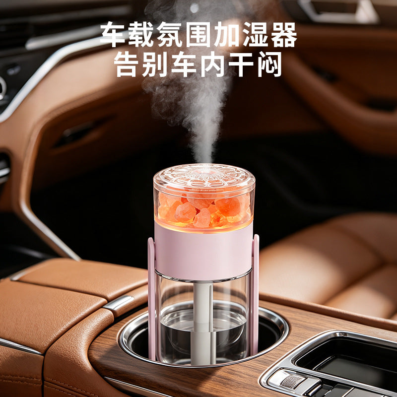 Cross-border 26 new model salt lamp oscillating humidifier with large mist output, USB-powered for home, bedroom, and car use, small air humidifier - image 3