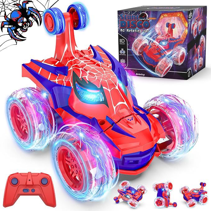 Cross-border best-selling children's stunt remote control car, 360-degree rotating off-road 2.4G light-up flip car toy wholesale - image 1