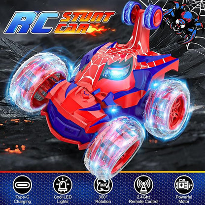 Cross-border best-selling children's stunt remote control car, 360-degree rotating off-road 2.4G light-up flip car toy wholesale - image 2