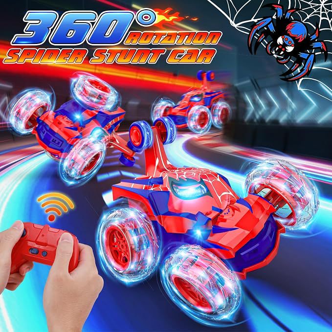 Cross-border best-selling children's stunt remote control car, 360-degree rotating off-road 2.4G light-up flip car toy wholesale - image 3
