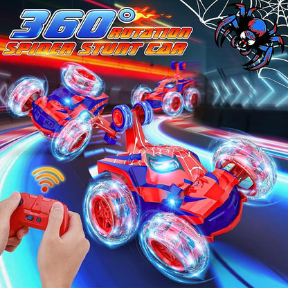 Cross-border best-selling children's stunt remote control car, 360-degree rotating off-road 2.4G light-up flip car toy wholesale - image 3
