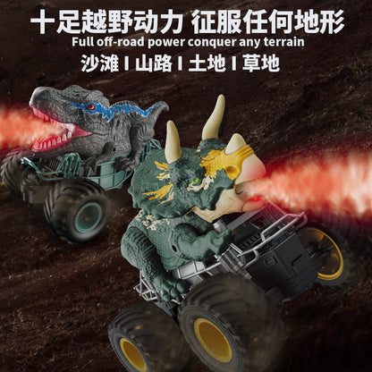Cross-border children's toys 1:20 spray dinosaur remote control off-road vehicle Triceratops Tyrannosaurus Rex climbing monster truck wholesale - image 3