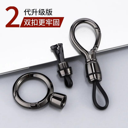 Metal keychain waist loop pendant, simple men's car keychain, anti-loss lanyard, zinc alloy buckle accessory - image 1