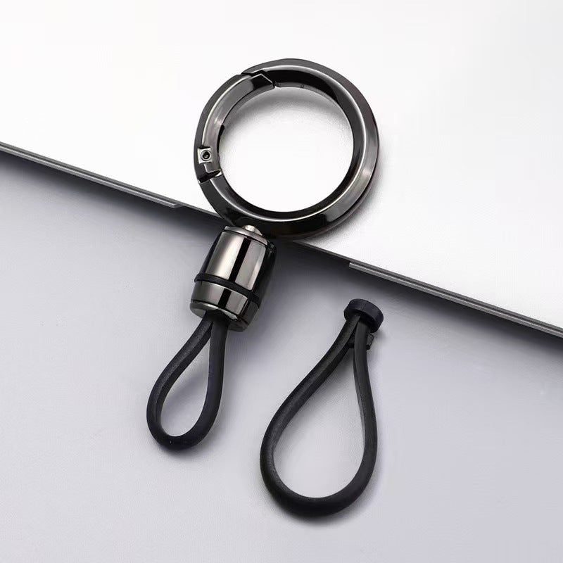 Metal keychain waist loop pendant, simple men's car keychain, anti-loss lanyard, zinc alloy buckle accessory - image 3