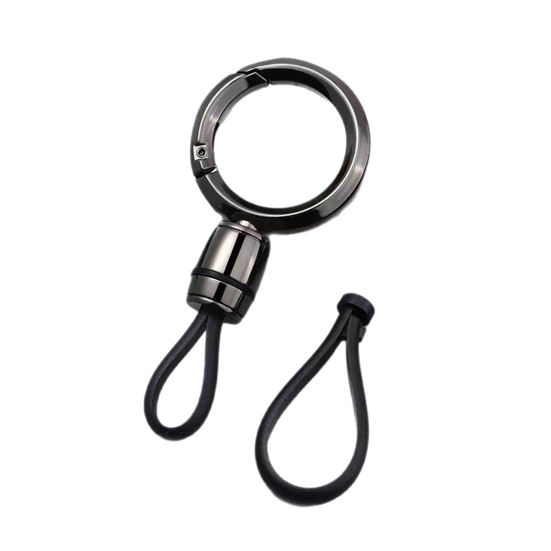 Metal keychain waist loop pendant, simple men's car keychain, anti-loss lanyard, zinc alloy buckle accessory - image 5