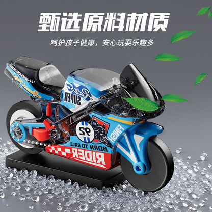 Cross-border inertia flint motorcycle toy for children, cool spark stunt simulation motorcycle model, stress-relief keychain - image 3