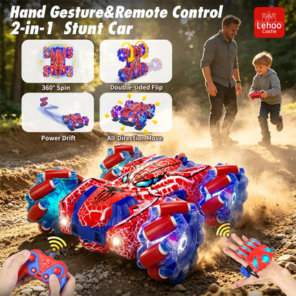 Popular foreign trade product: Gesture-controlled remote control car, double-sided stunt rolling drift racing four-wheel drive off-road toy car - image 1