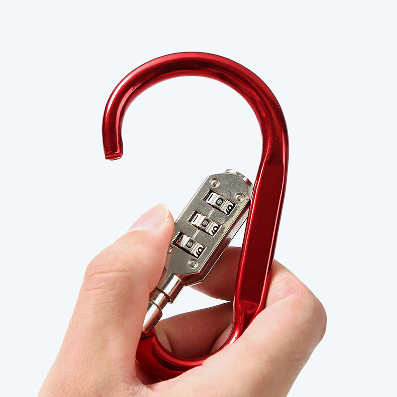 Aluminum alloy carabiner password lock portable D-type travel outdoor backpack padlock electric vehicle helmet anti-theft lock - image 3