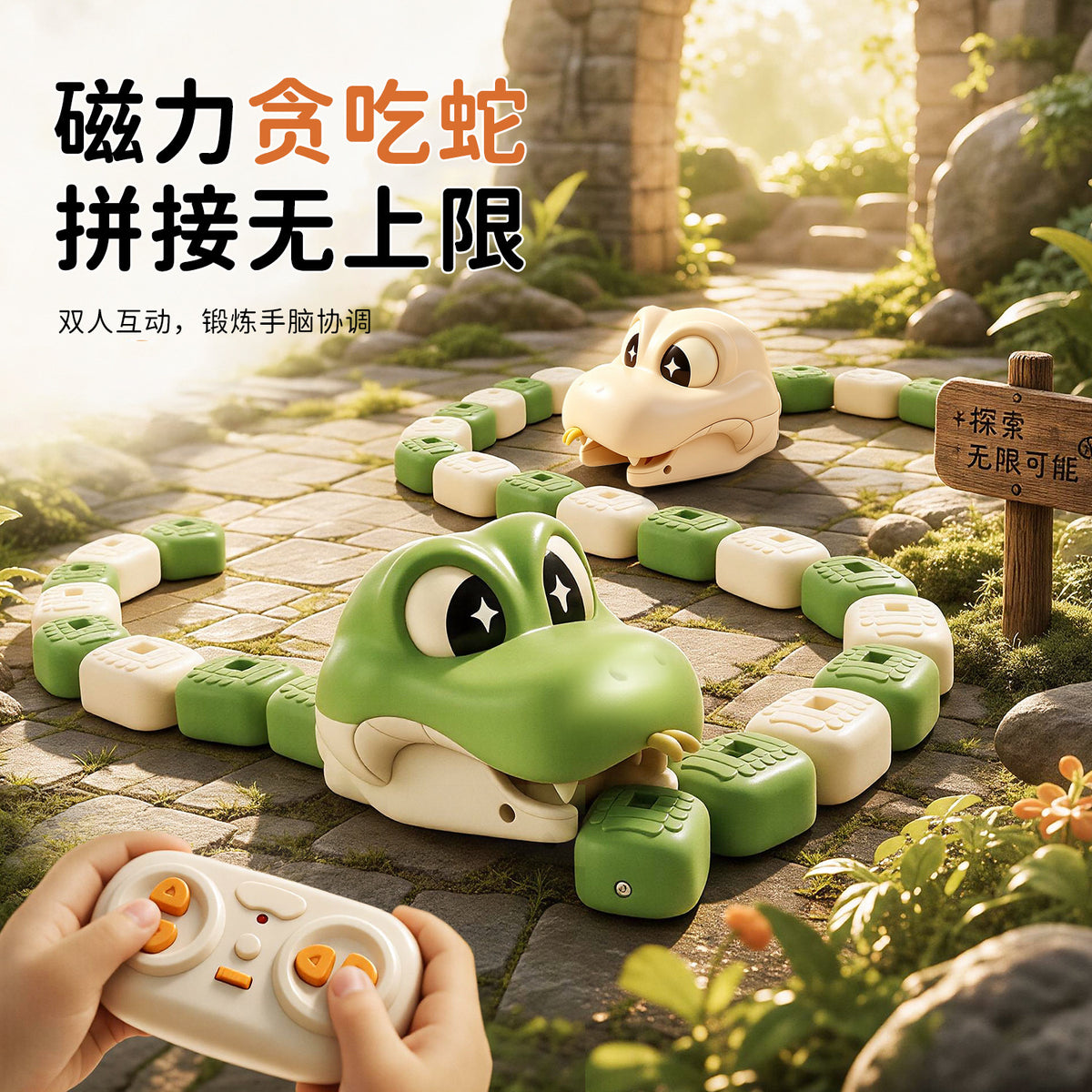 Remote Control Snake Game Toy, Remote Control Car Toy, Children's Educational Game, Electric Magnetic Interactive Toy - image 2