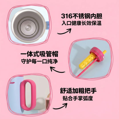 Customized ceramic-lined thermos cup with large capacity, high aesthetic appeal, women's handle, car-friendly water cup, light luxury and high-end feel - image 3