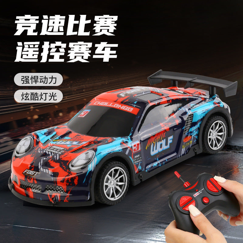 Cross-border photography remote control racing car with PVC body and lights, four-way remote control car, realistic car model, children's remote control car - image 1