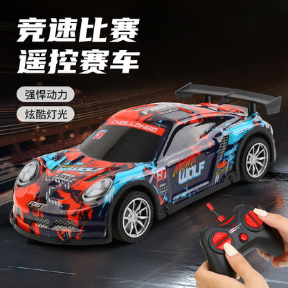 Cross-border photography remote control racing car with PVC body and lights, four-way remote control car, realistic car model, children's remote control car - image 1