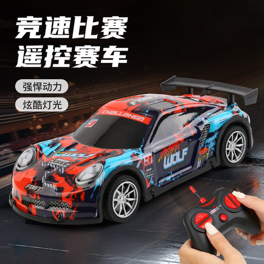 Cross-border photography remote control racing car with PVC body and lights, four-way remote control car, realistic car model, children's remote control car - image 1