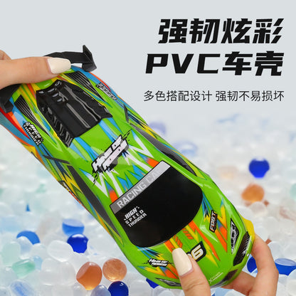 Cross-border photography remote control racing car with PVC body and lights, four-way remote control car, realistic car model, children's remote control car - image 3