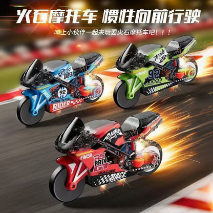 Flint Cool Spark Children's Scooter Racing Motorcycle Inertial Sliding Pull-Back Mini Motorbike Simulation Toy - image 3