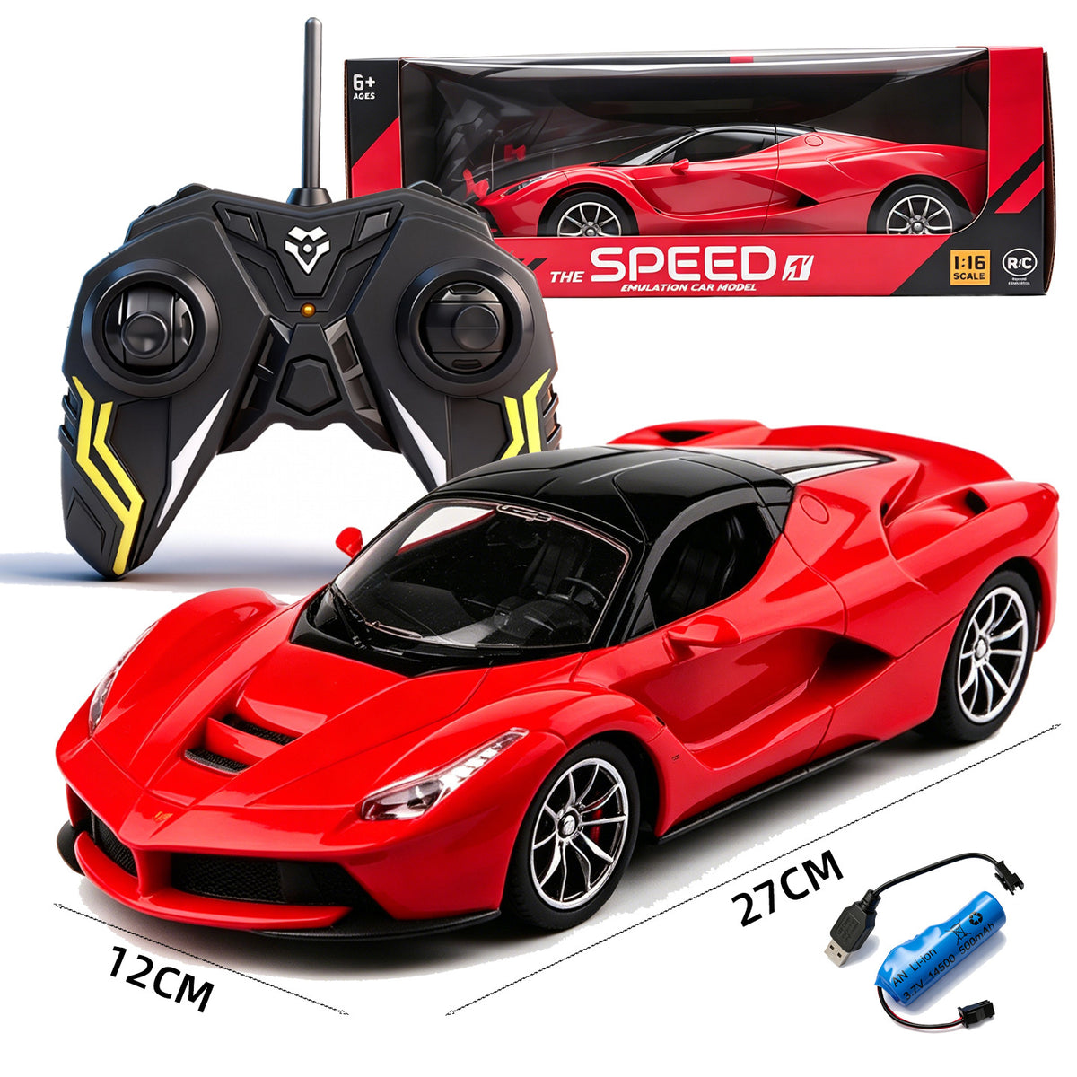 1:16 Remote Control Sports Car for Children Boys, Rechargeable Drift Racing Simulation Model Toy Car, Four-Way High-Speed Remote Control Car - image 1
