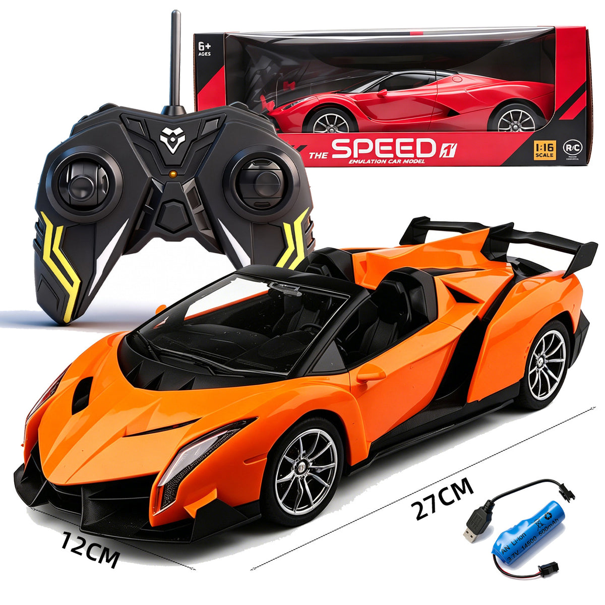 1:16 Remote Control Sports Car for Children Boys, Rechargeable Drift Racing Simulation Model Toy Car, Four-Way High-Speed Remote Control Car - image 3