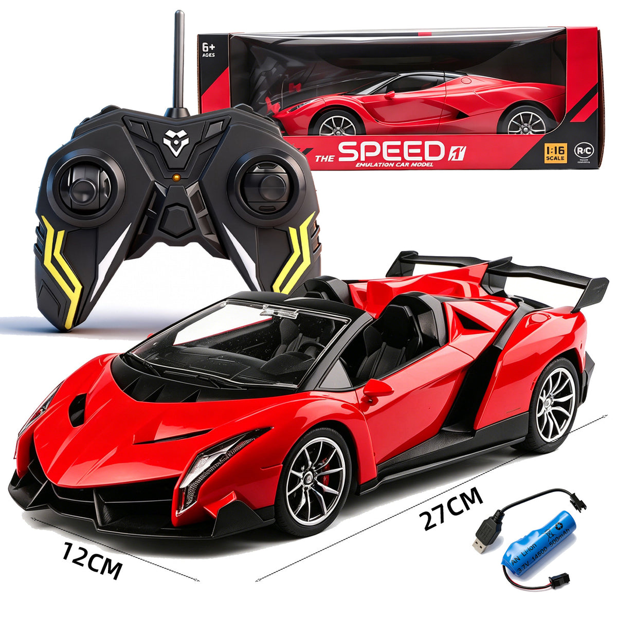 1:16 Remote Control Sports Car for Children Boys, Rechargeable Drift Racing Simulation Model Toy Car, Four-Way High-Speed Remote Control Car - image 4
