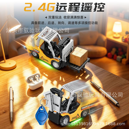 Cross-border remote control mini alloy forklift children's desktop 1:64 crane boy's electric toy construction vehicle wholesale - image 3